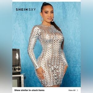 SHEIN Silver Long Sleeve Dress